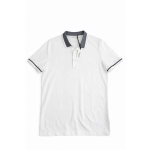 NWT Versace Collection Men's White Polo Shirt Logo Trim Cuffs Short Sleeve Sz L